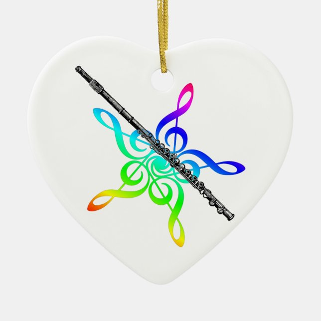 Flute Music Rainbow Christmas Ornament (Front)