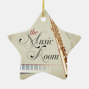 Flute Music Room Ceramic Tree Decoration