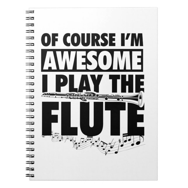 Flute Musical Instrument | Transverse Flutes Gifts Notebook (Front)