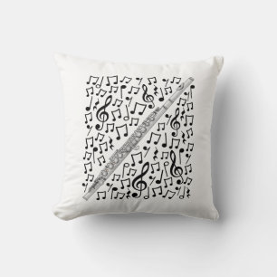 Flute Musical Notes Flautist Woodwind Music Teache Cushion