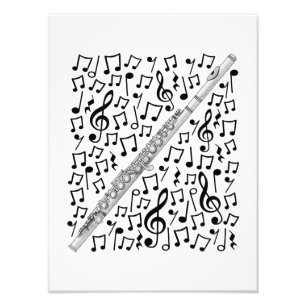 Flute Musical Notes Flautist Woodwind Music Teache Photo Print