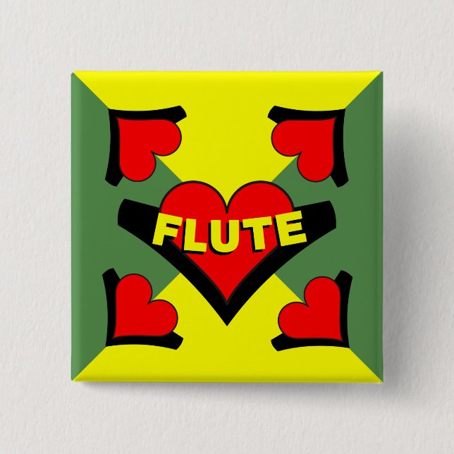 Flute Over Heart 15 Cm Square Badge (Front)