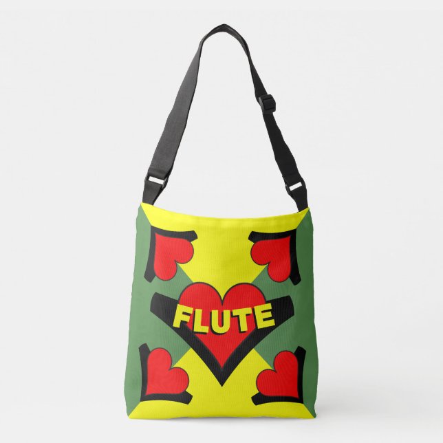 Flute Over Heart Crossbody Bag (Front)