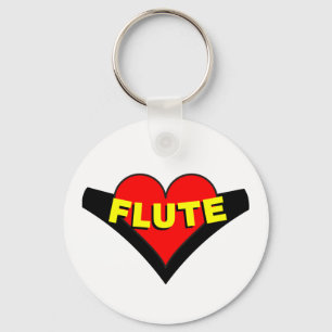 Flute Over Heart Key Ring