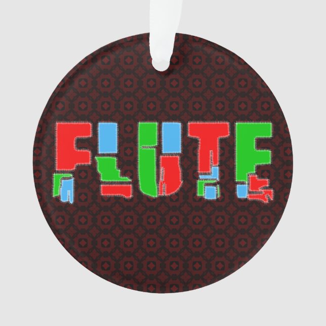 Flute Patchwork Text Ornament (Front)