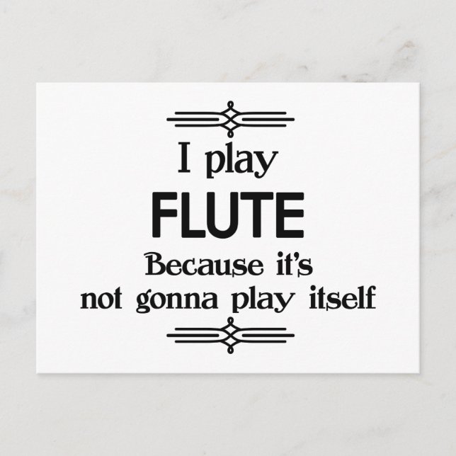 Flute - Play Itself Funny Deco Music Postcard (Front)