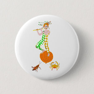 Flute player 6 cm round badge