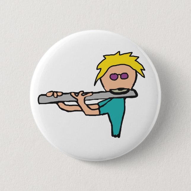 Flute Player 6 Cm Round Badge (Front)