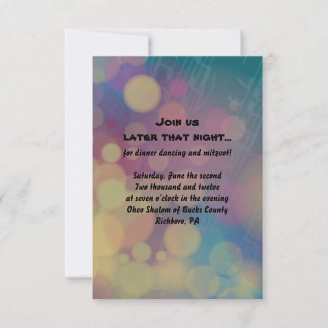 Flute Player Bat Mitzvah Reception Party Card (Front)