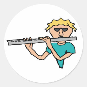 Flute Player Classic Round Sticker