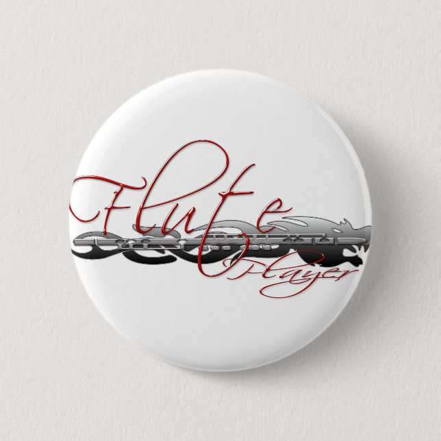 Flute Player Dragon 6 Cm Round Badge (Front)