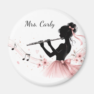 Flute Player Magnetic Button Editable Magnet