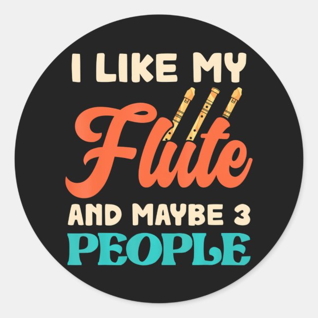 Flute Player Musical Instrument Marching Band Classic Round Sticker (Front)