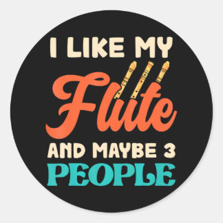 Flute Player Musical Instrument Marching Band Classic Round Sticker