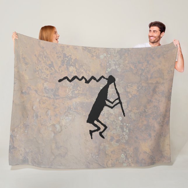 Flute Player Petroglyph Fleece Blanket (In Situ)