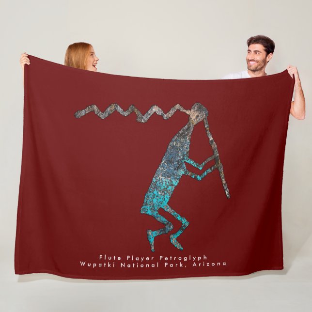 Flute Player Petroglyph Fleece Blanket (In Situ)