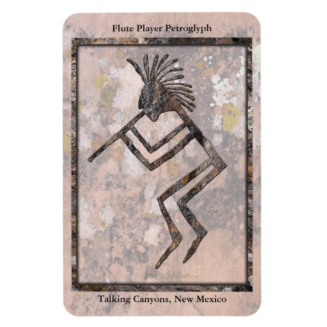 Flute Player Petroglyph Talking Canyons, New Mexic Magnet (Vertical)