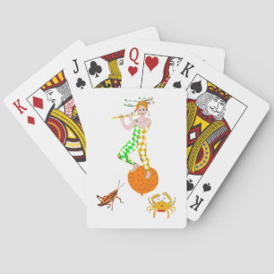 Flute player playing cards