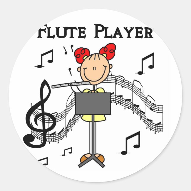 Flute Player T-shirts and Gifts Classic Round Sticker (Front)