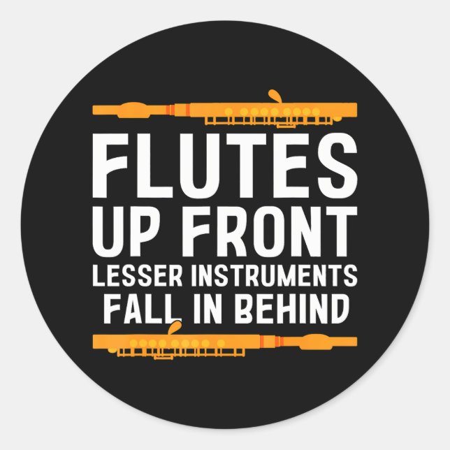 Flute Player Woodwind Instrument Musical Flautist Classic Round Sticker (Front)