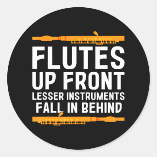 Flute Player Woodwind Instrument Musical Flautist Classic Round Sticker