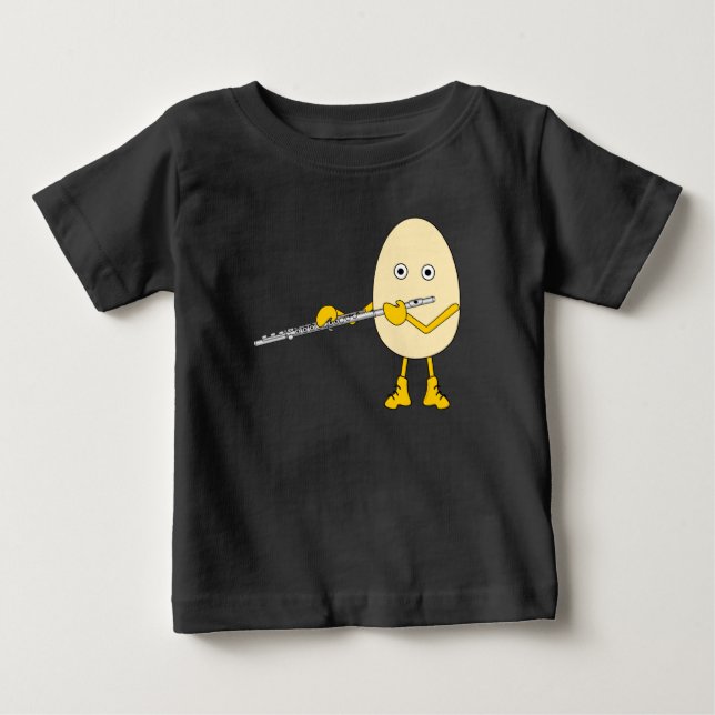 Flute Playing Egghead Baby T-Shirt (Front)