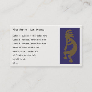 Flute Playing Kokopelli Figure - Green on Blue Business Card