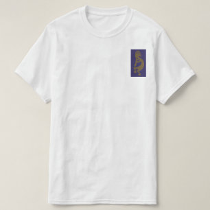 Flute Playing Kokopelli Figure - Green on Blue T-Shirt