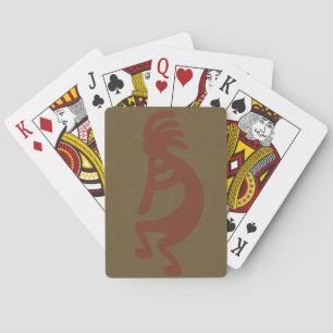 Flute Playing Kokopelli Figure - Red on Green Cards