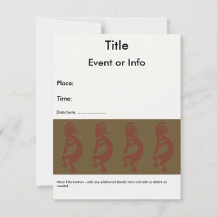 Flute Playing Kokopelli Figure - Red on Green Invitation