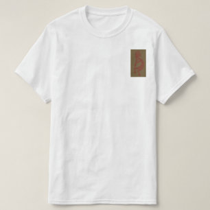 Flute Playing Kokopelli Figure - Red on Green T-Shirt