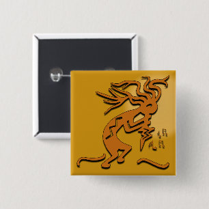 Flute Playing Kokopelli MerrymakerMusician 15 Cm Square Badge