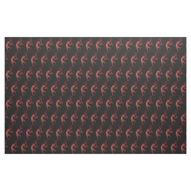 flute-playing kokopelli on black fabric (Yard)