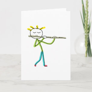 Flute Playing Stickman Card