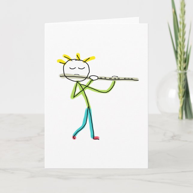 Flute Playing Stickman Card (Front)