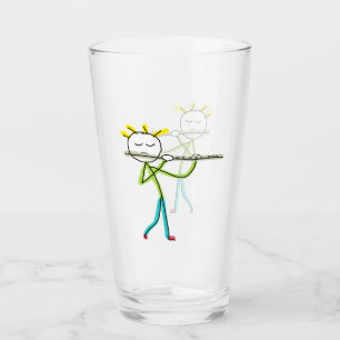 Flute Playing Stickman Glass