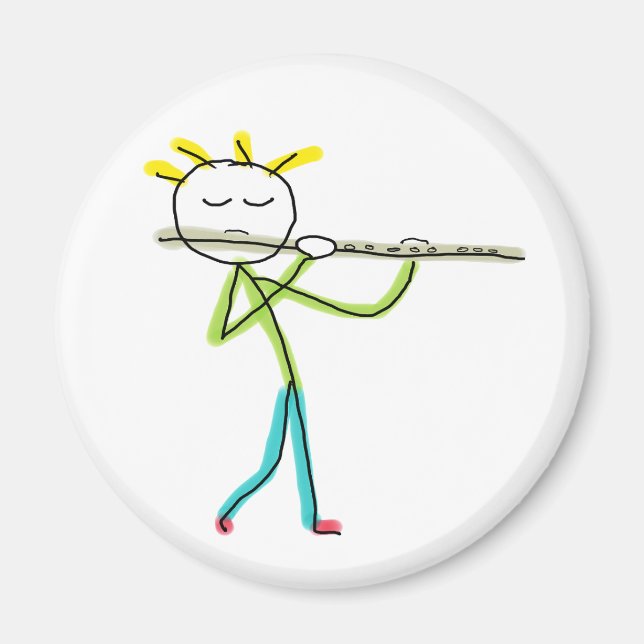 Flute Playing Stickman Magnet (Front)