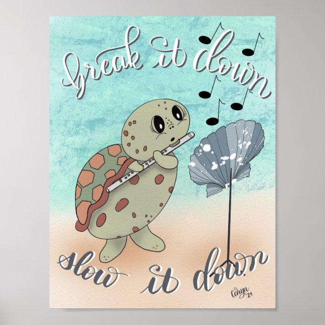 Flute Playing Turtle  Poster (Front)