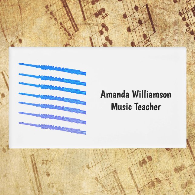 Flute Rainbow Blue Personalise Name Tag (A personalize name tag with a pattern of blue flutes.)