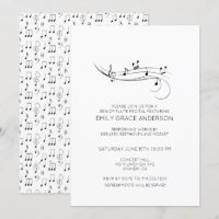 Flute Recital Musical Notes Black & White