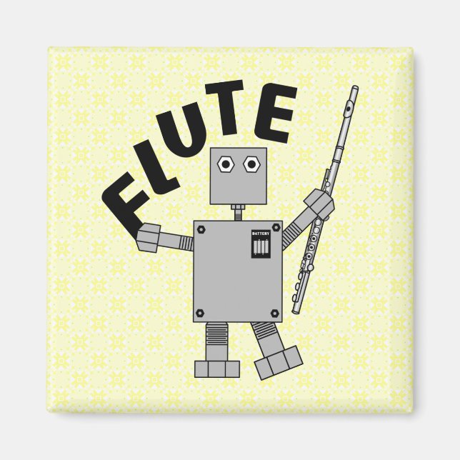 Flute Robot Text Magnet (Front)