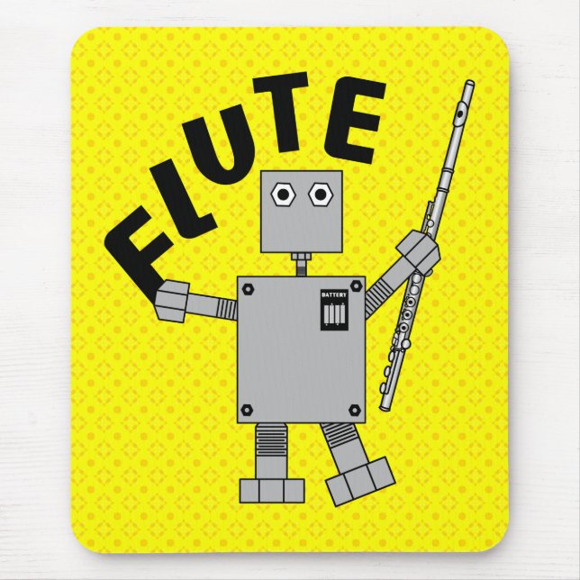 Flute Robot Text Mouse Pad (Front)