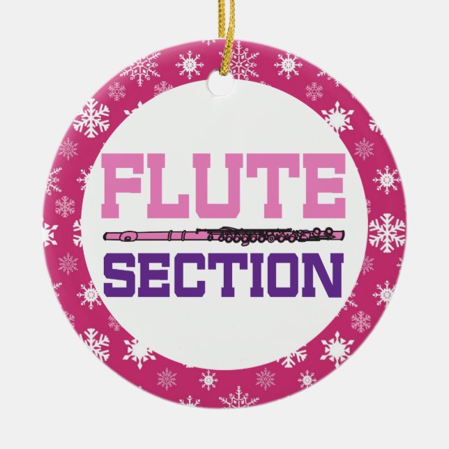 Flute Section Band Music Christmas Ornament Gift (Front)