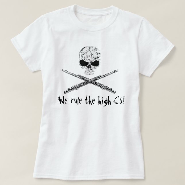 flute skull and crossbones T-Shirt (Design Front)