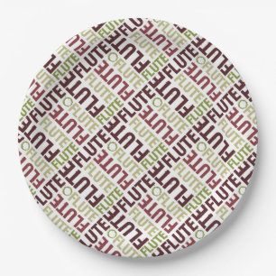 Flute Text Paper Plate