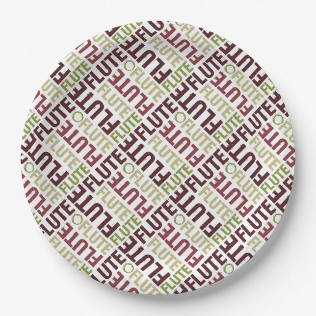 Flute Text Paper Plate (Front)