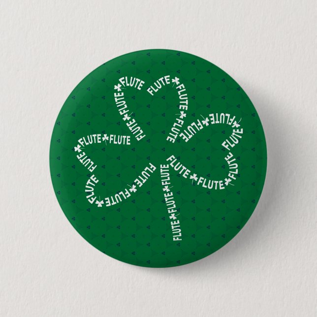 Flute Text Shamrock 6 Cm Round Badge (Front)