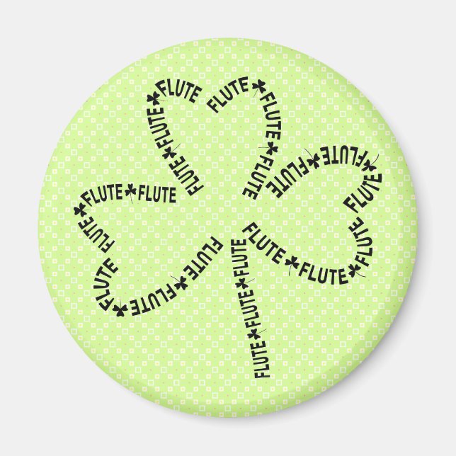 Flute Text Shamrock Magnet (Front)