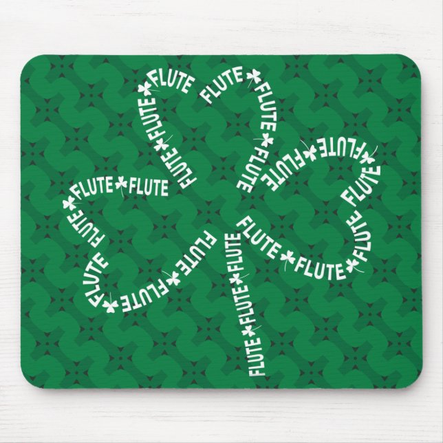 Flute Text Shamrock Mouse Pad (Front)