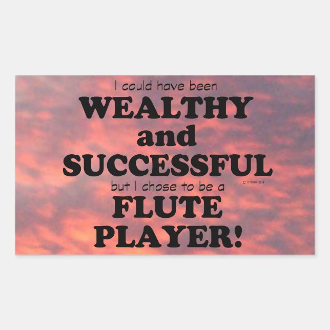 Flute Wealthy & Successful Rectangular Sticker (Front)